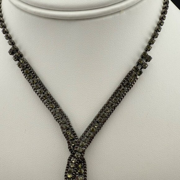 Christinas Collection Crystal Rhinestone Y Necklace With Braided Tassel Accent - Picture 3 of 9